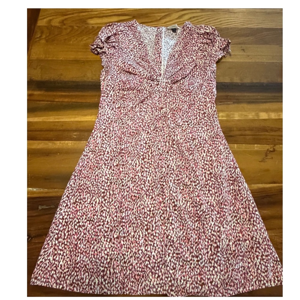 Universal Thread Pink Purple Abstract Print Cotton V-Neck Mini Dress Size 10